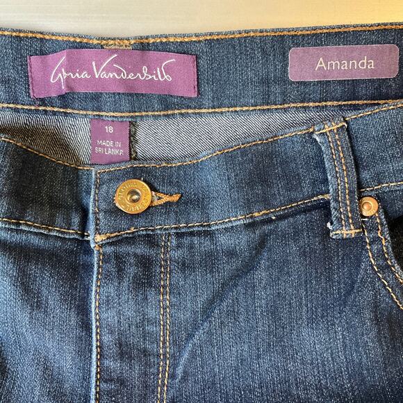 Gloria Vanderbilt Women Amanda Jeans size 18 Missy Blue MidRise Slim Fit Stretch - Picture 8 of 11